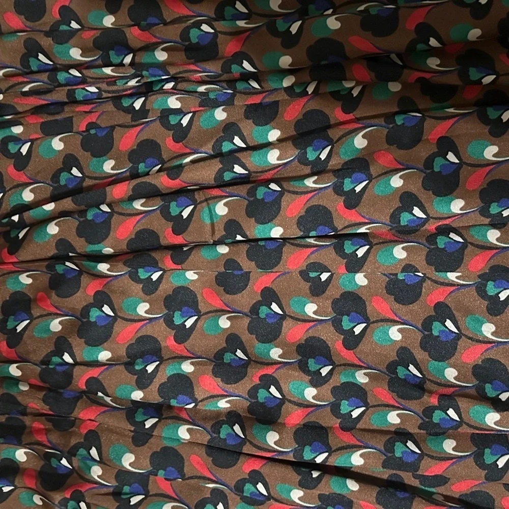 Zara Geometric Pleated Midi Skirt Brown Pattern Plus Size XXL - Picture 9 of 11